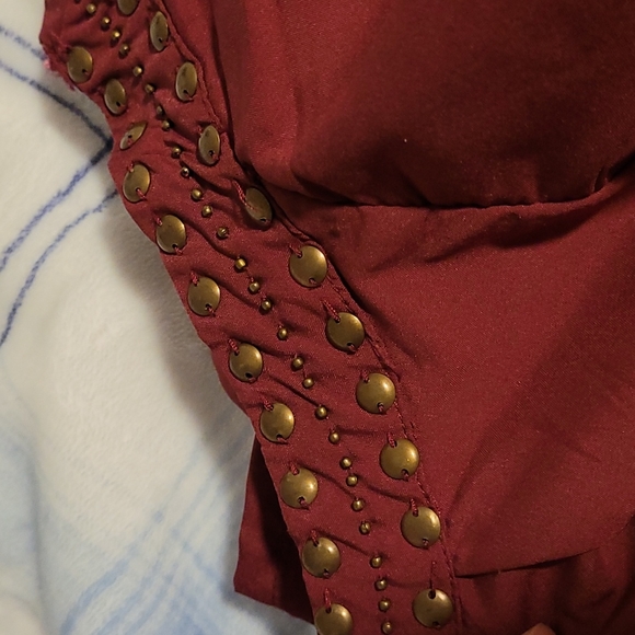 Y2K Maroon off the shoulder light weight Summer dress by Angie Small - Picture 8 of 8